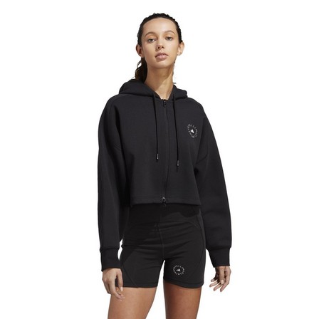 Women Adidas By Stella Mccartney Cropped Hoodie, Black, A701_ONE, large image number 9