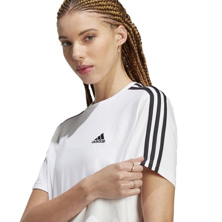 Women Essentials 3-Stripes Single Jersey Crop Top, White, A701_ONE, large image number 1