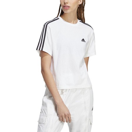 Women Essentials 3-Stripes Single Jersey Crop Top, White, A701_ONE, large image number 3