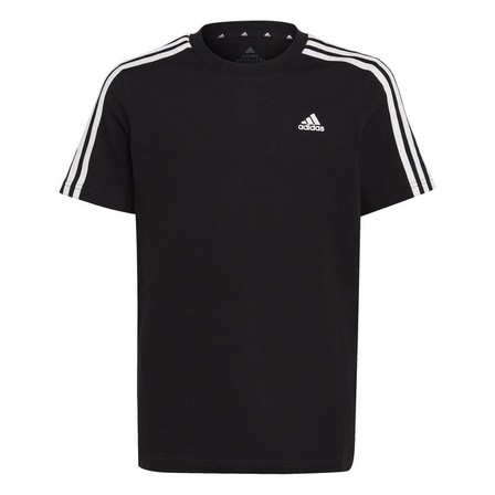Unisex Kids Essentials 3-Stripes Cotton T-Shirt, Black, A701_ONE, large image number 0