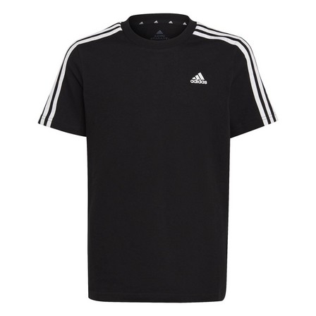 Unisex Kids Essentials 3-Stripes Cotton T-Shirt, Black, A701_ONE, large image number 1