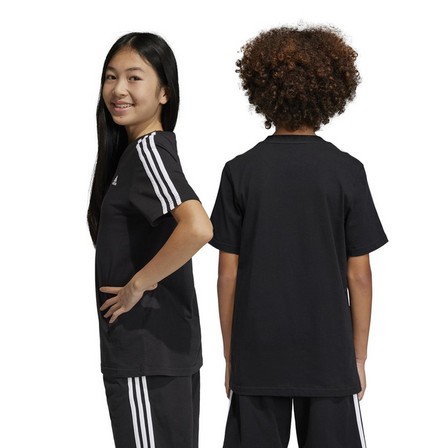 Unisex Kids Essentials 3-Stripes Cotton T-Shirt, Black, A701_ONE, large image number 3