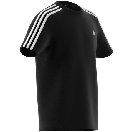 Unisex Kids Essentials 3-Stripes Cotton T-Shirt, Black, A701_ONE, large image number 8