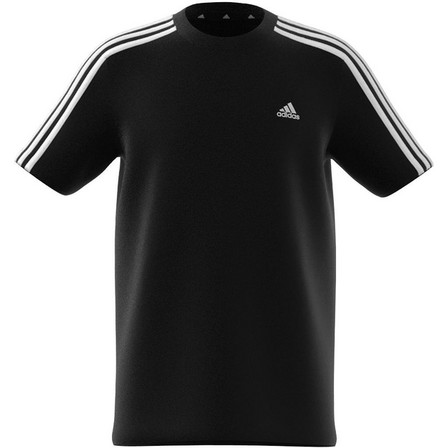 Unisex Kids Essentials 3-Stripes Cotton T-Shirt, Black, A701_ONE, large image number 14
