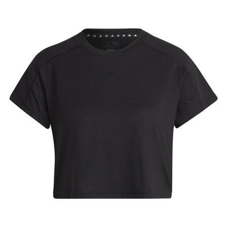 Women Aeroready Train Essentials 3 Bar Logo Crop T-Shirt, Black, A701_ONE, large image number 2