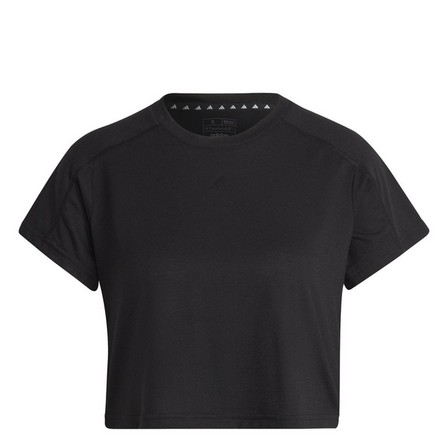 Women Aeroready Train Essentials 3 Bar Logo Crop T-Shirt, Black, A701_ONE, large image number 3