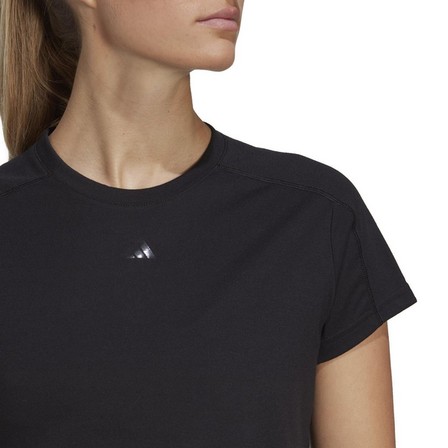 Women Aeroready Train Essentials 3 Bar Logo Crop T-Shirt, Black, A701_ONE, large image number 7