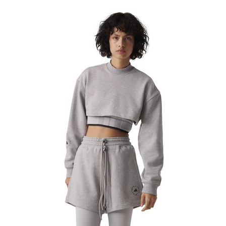 Women Adidas Truecasuals Cropped Sweatshirt, Grey, A701_ONE, large image number 12