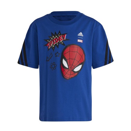 Kids Boys Adidas X Marvel Spider-Man T-Shirt Team, Blue, A701_ONE, large image number 2