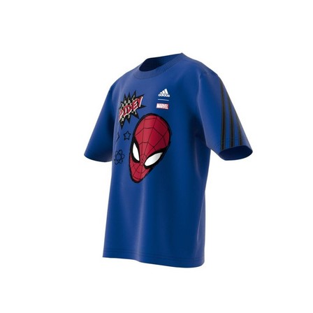 Kids Boys Adidas X Marvel Spider-Man T-Shirt Team, Blue, A701_ONE, large image number 6