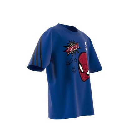 Kids Boys Adidas X Marvel Spider-Man T-Shirt Team, Blue, A701_ONE, large image number 7