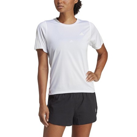 Women Run Icons 3-Stripes Low-Carbon Running T-Shirt, White, A701_ONE, large image number 0