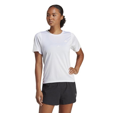 Women Run Icons 3-Stripes Low-Carbon Running T-Shirt, White, A701_ONE, large image number 1