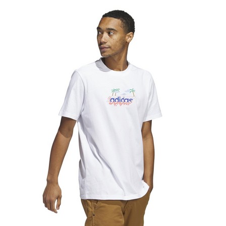 Literaire kunsten keuken top Men Linear Beach-Bit Short Sleeve Graphic T-Shirt, White | adidas Lebanon
