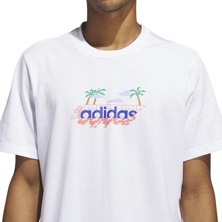 Men Linear Beach-Bit Short Sleeve Graphic T-Shirt, White, A701_ONE, large image number 5