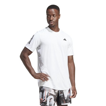 Men Club 3-Stripes Tennis T-Shirt, White, A701_ONE, large image number 1