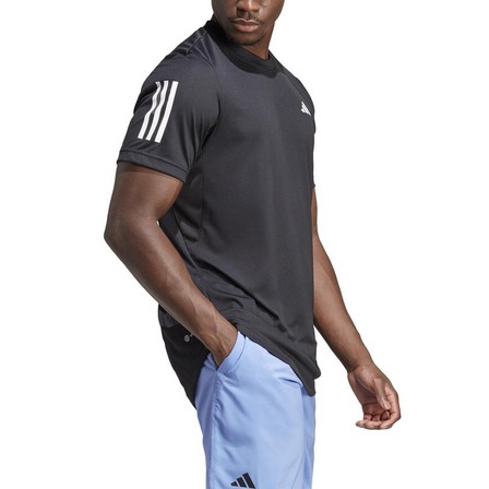 Men Club 3-Stripes Tennis T-Shirt, Black, A701_ONE, large image number 1