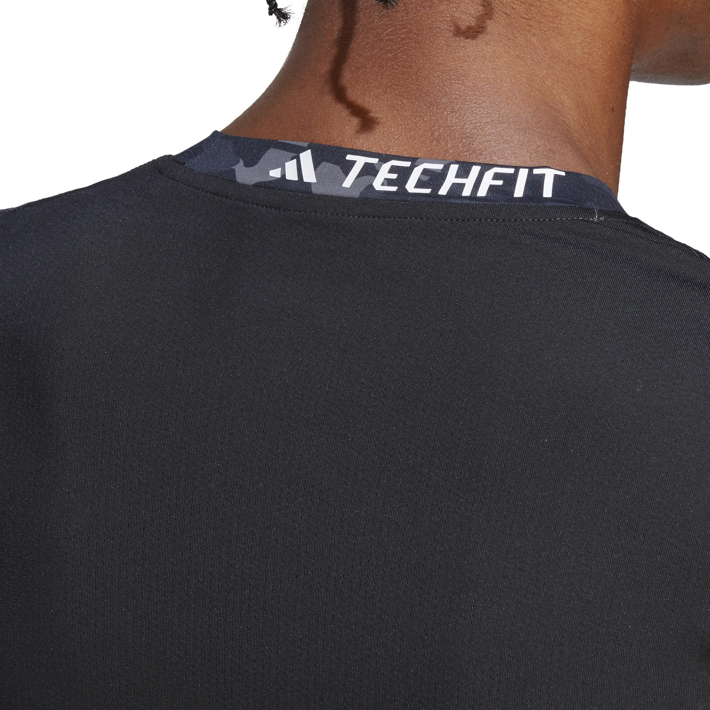 Men Techfit Allover Print Training Long-Sleeve Top, Black, A701_ONE, large image number 5