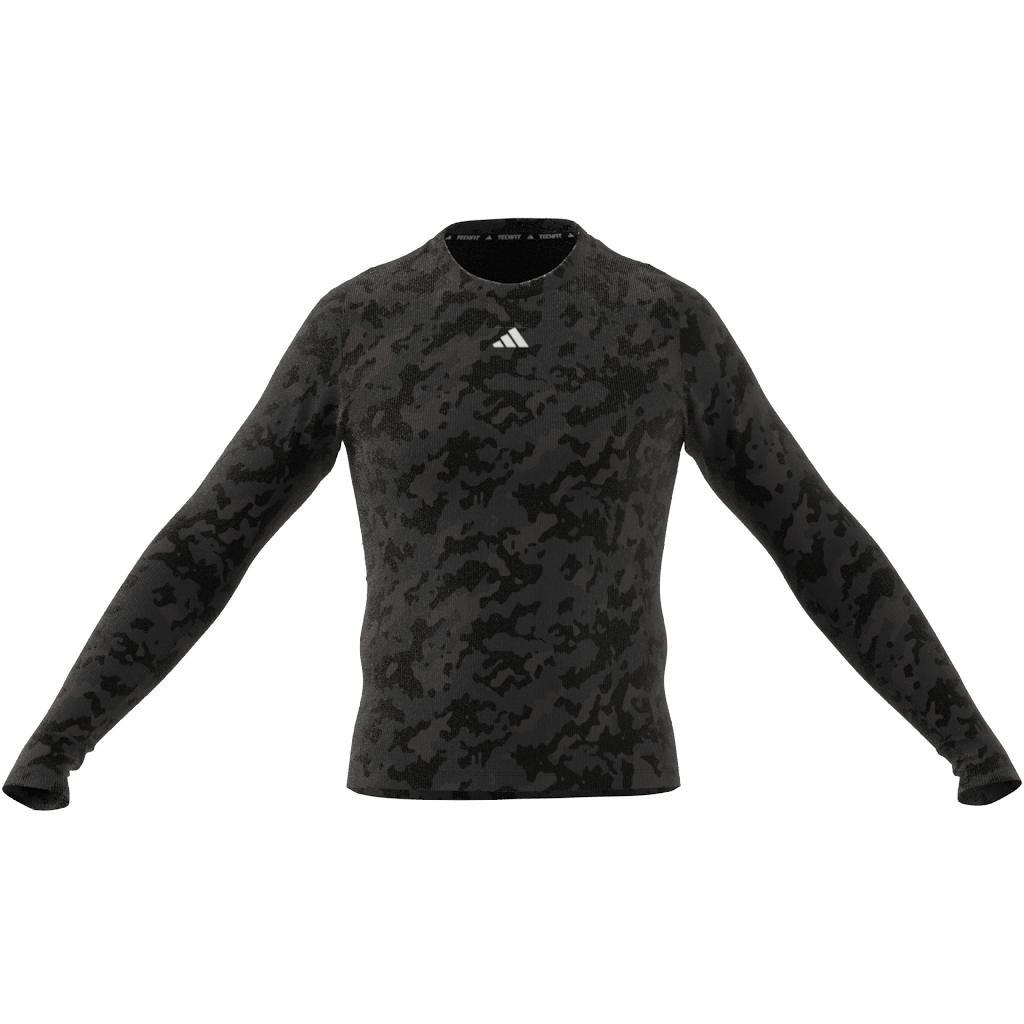 Men Techfit Allover Print Training Long-Sleeve Top, Black, A701_ONE, large image number 6