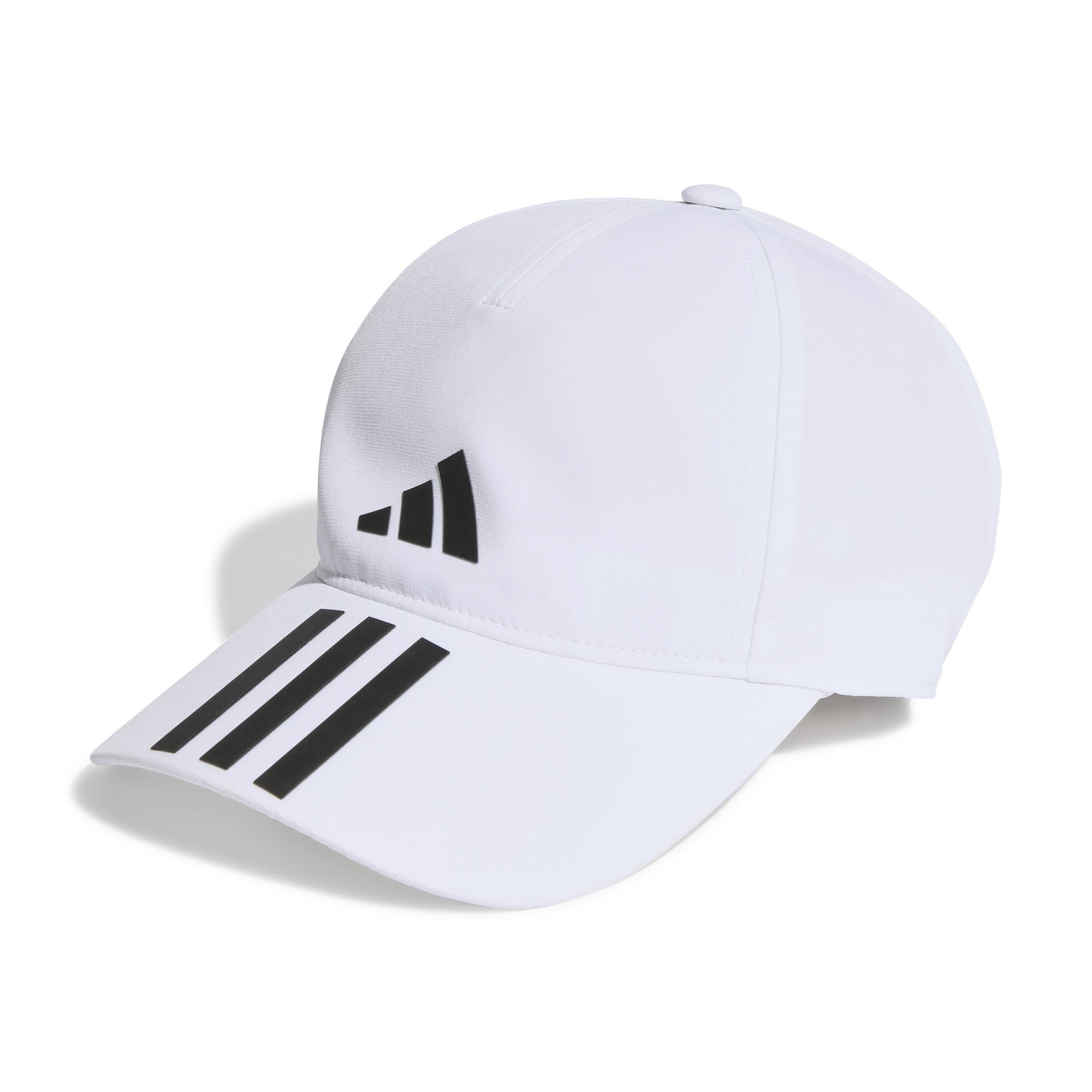 Unisex 3-Stripes AEROREADY Running Training Baseball Cap, White, A701_ONE, large image number 0