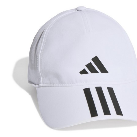 Unisex 3-Stripes Aeroready Running Training Baseball Cap, White, A701_ONE, large image number 2