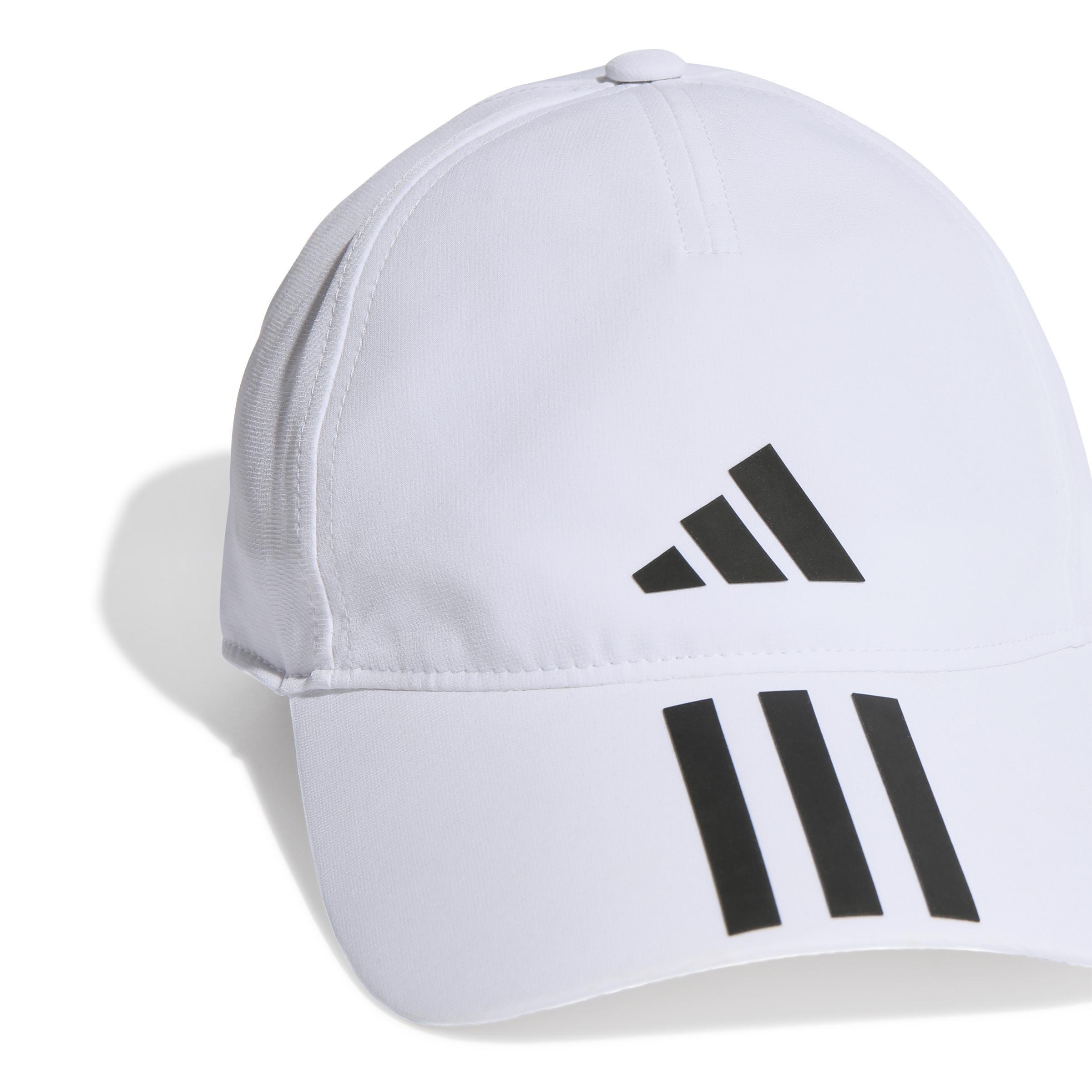 Unisex 3-Stripes Aeroready Running Training Baseball Cap, White, A701_ONE, large image number 3