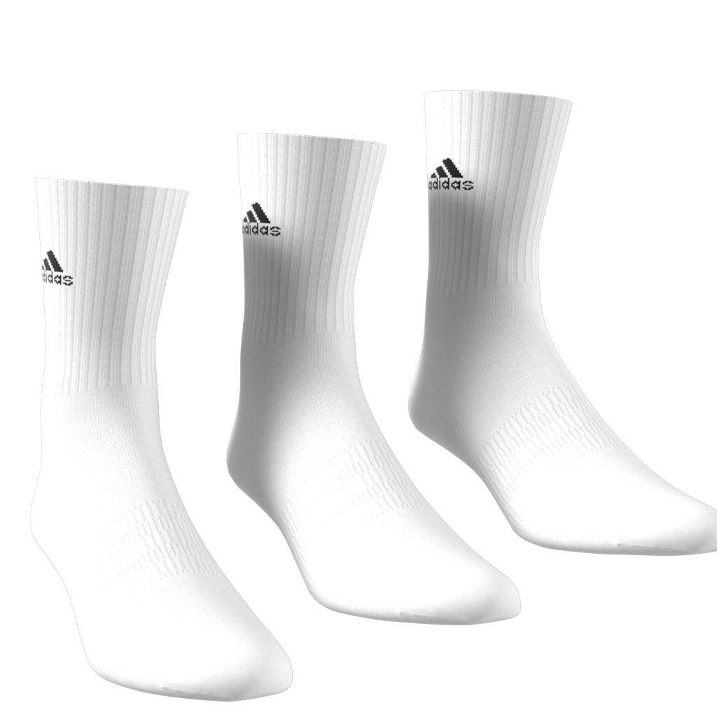 Unisex Cushioned Crew Socks 3 Pairs, White, , large image number 3