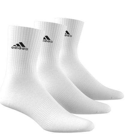 Unisex Cushioned Crew Socks 3 Pairs, White, A701_ONE, large image number 3