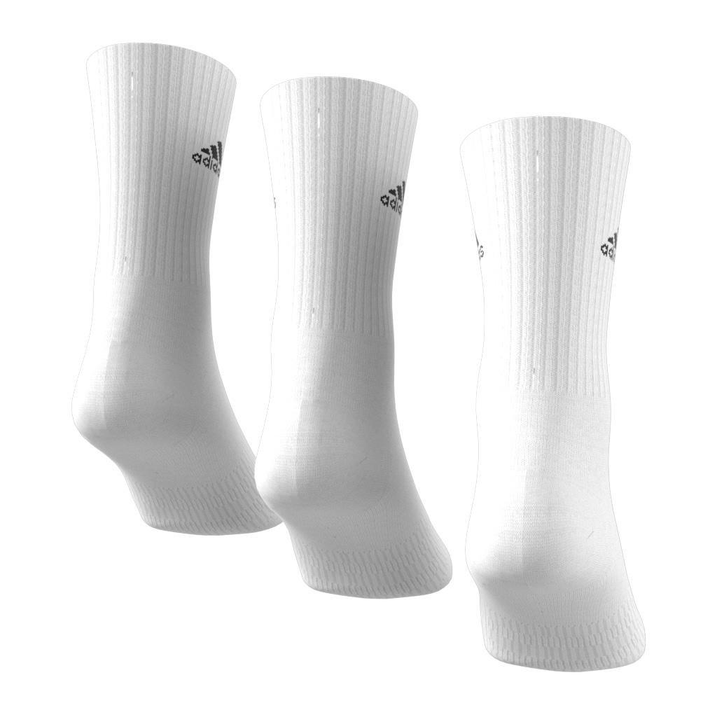 Unisex Cushioned Crew Socks 3 Pairs, White, , large image number 4