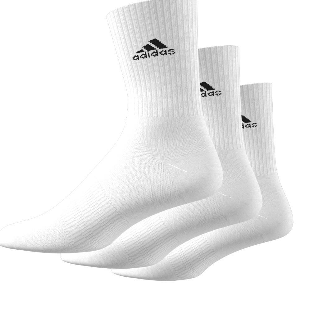 Unisex Cushioned Crew Socks 3 Pairs, White, , large image number 6