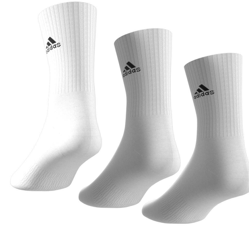 Unisex Cushioned Crew Socks 3 Pairs, White, , large image number 7