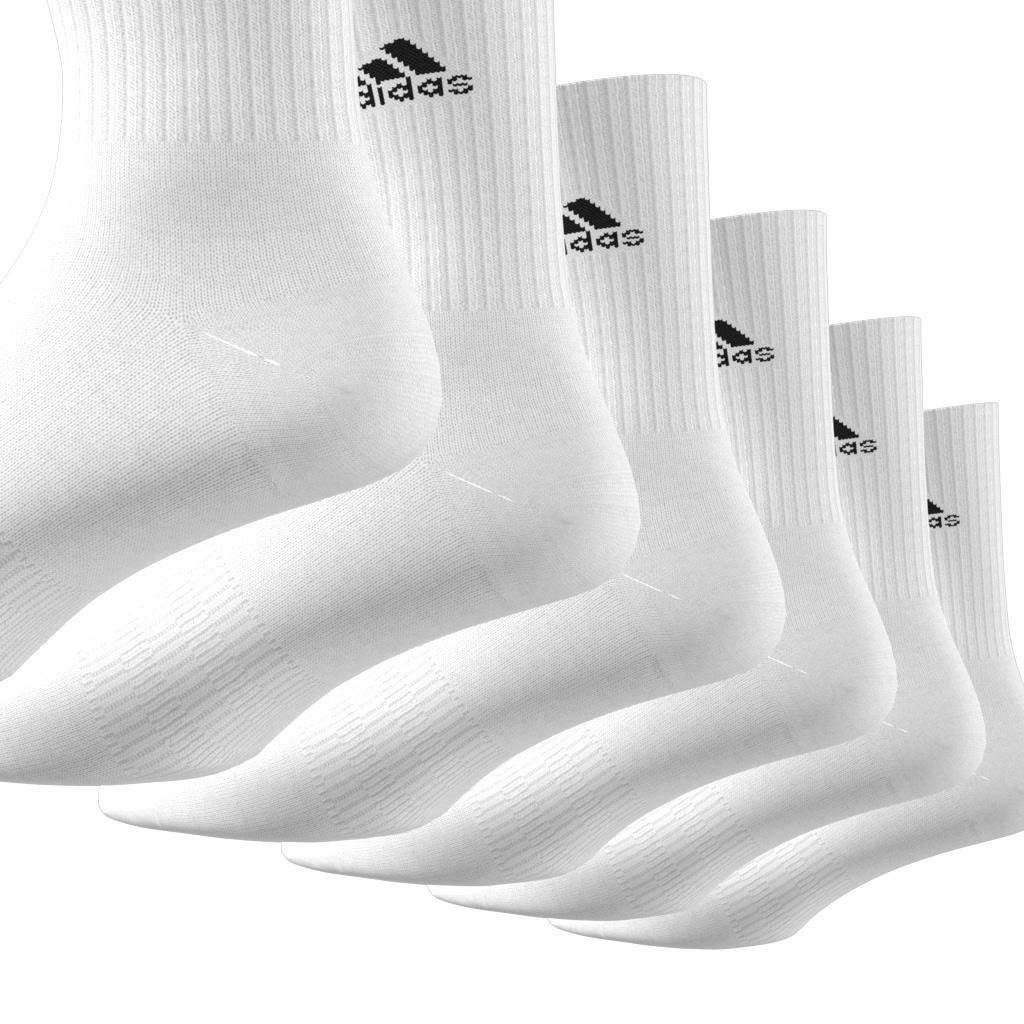 Unisex Cushioned Sportswear Crew Socks 6 Pairs, White, A701_ONE, large image number 2