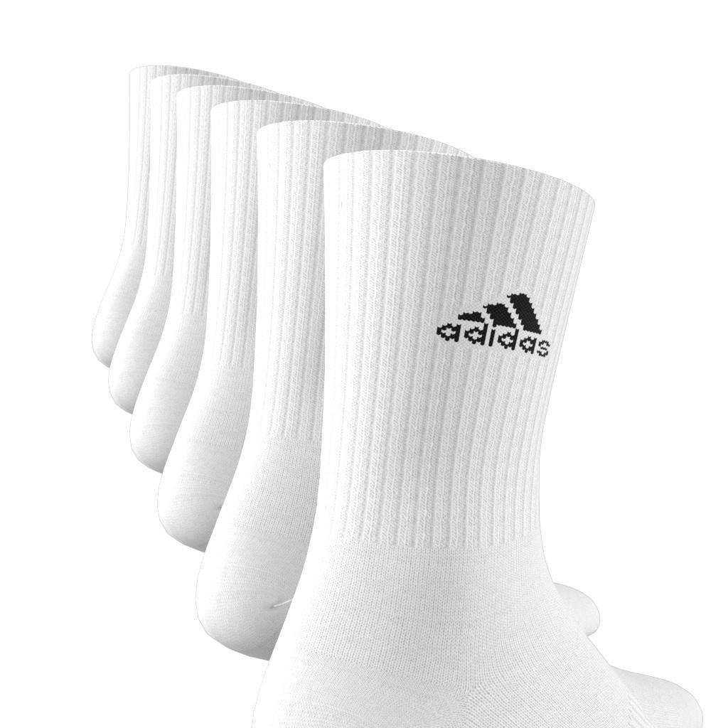 Unisex Cushioned Sportswear Crew Socks 6 Pairs, White, A701_ONE, large image number 6