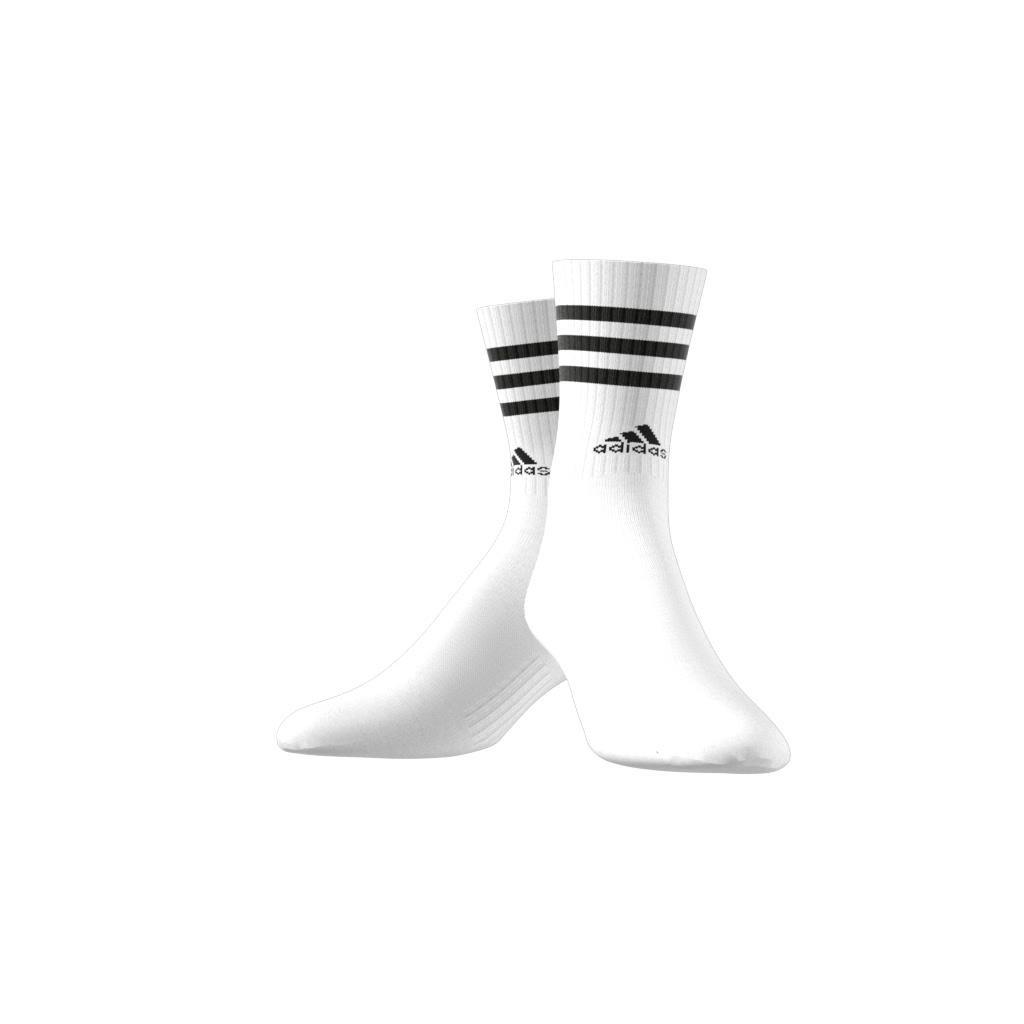 Unisex 3-Stripes Cushioned Sportswear Crew Socks, White, , large image number 3