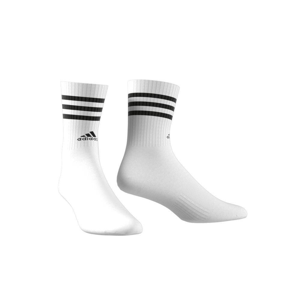 Unisex 3-Stripes Cushioned Sportswear Crew Socks, White, , large image number 4