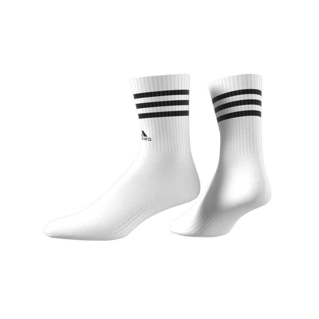 Unisex 3-Stripes Cushioned Sportswear Crew Socks, White, , large image number 8