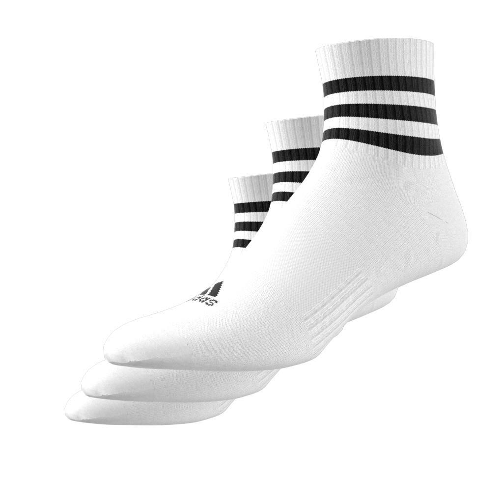 Unisex 3-Stripes Cushioned Sportswear Mid-Cut Socks 3 Pairs, White, A701_ONE, large image number 0