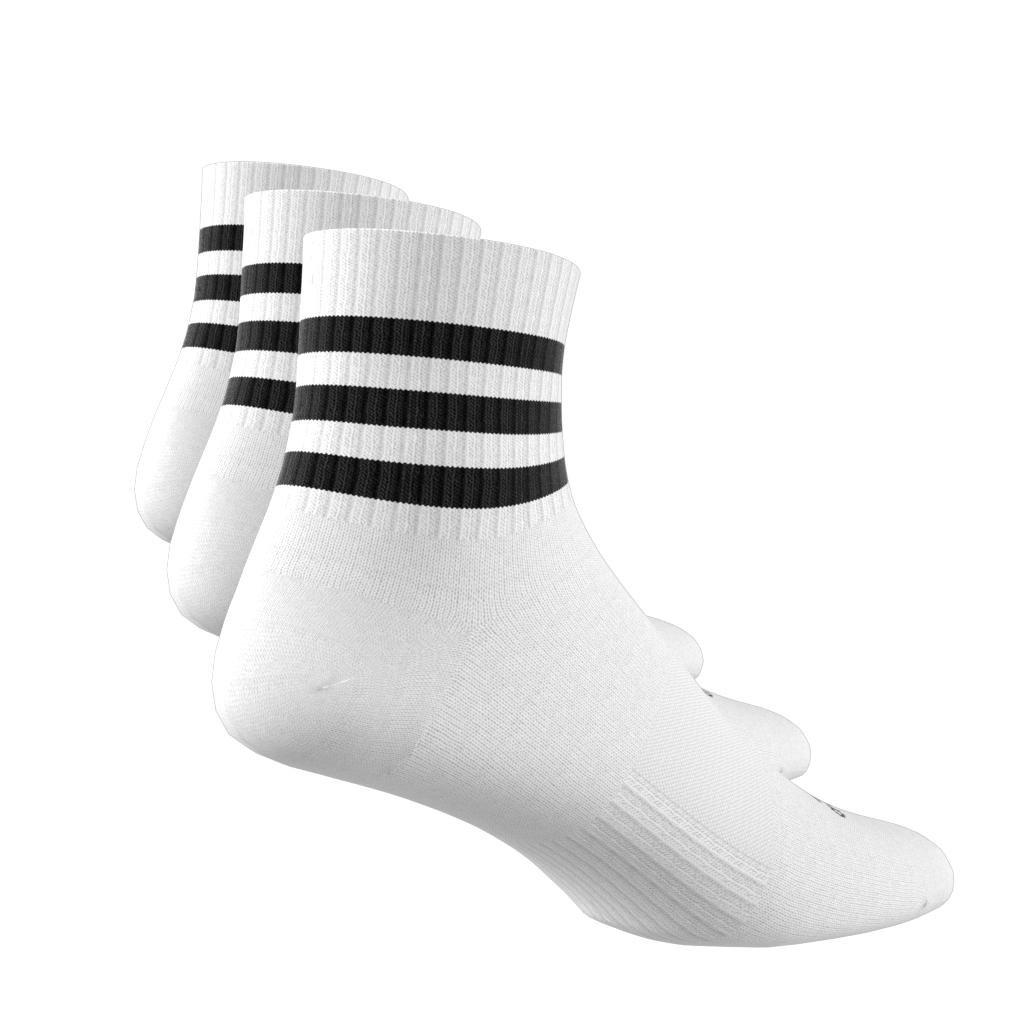 Unisex 3-Stripes Cushioned Sportswear Mid-Cut Socks 3 Pairs, White, A701_ONE, large image number 1