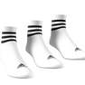 Unisex 3-Stripes Cushioned Sportswear Mid-Cut Socks 3 Pairs, White, A701_ONE, thumbnail image number 2