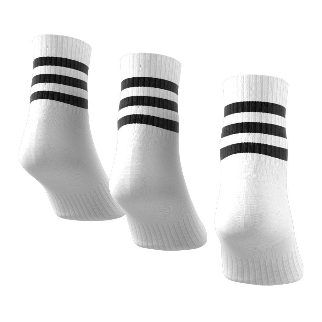 Unisex 3-Stripes Cushioned Sportswear Mid-Cut Socks 3 Pairs, White, A701_ONE, large image number 5