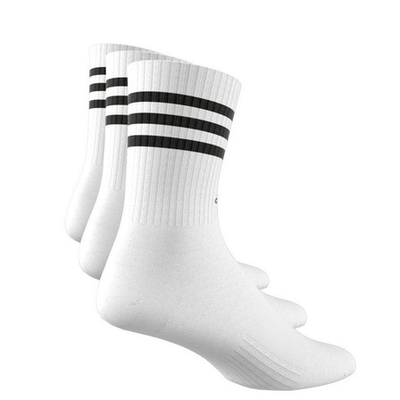Unisex 3-Stripes Cushioned Crew Socks 3 Pairs, White, A701_ONE, large image number 0