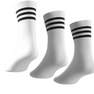 Unisex 3-Stripes Cushioned Crew Socks 3 Pairs, White, A701_ONE, thumbnail image number 1