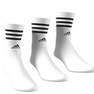 Unisex 3-Stripes Cushioned Crew Socks 3 Pairs, White, A701_ONE, thumbnail image number 4