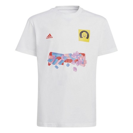 Unisex Kids Adidas X Lego Football Graphic T-Shirt, White, A701_ONE, large image number 1