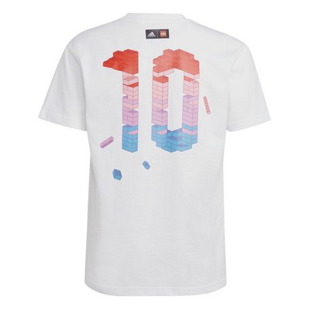 Unisex Kids Adidas X Lego Football Graphic T-Shirt, White, A701_ONE, large image number 2