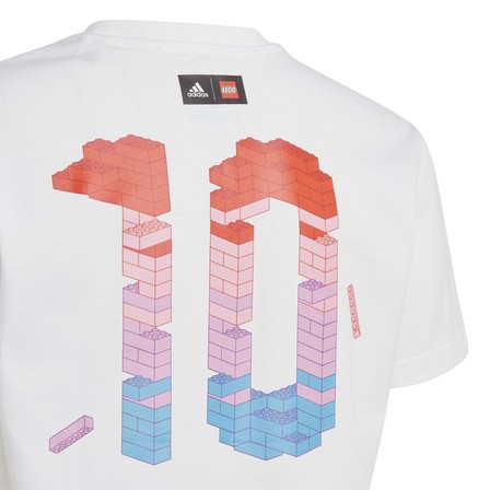Unisex Kids Adidas X Lego Football Graphic T-Shirt, White, A701_ONE, large image number 4