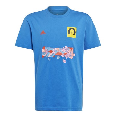 Unisex Kids Adidas X Lego Football Graphic T-Shirt , Blue, A701_ONE, large image number 2