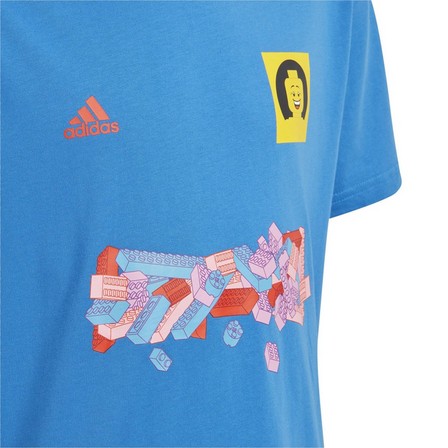 Unisex Kids Adidas X Lego Football Graphic T-Shirt , Blue, A701_ONE, large image number 5