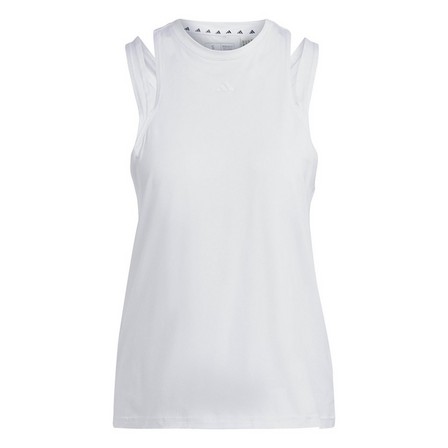 Women Aeroready Train Essentials 3 Bar Logo Tank Top, White, A701_ONE, large image number 2
