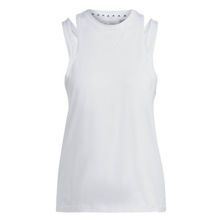 Women Aeroready Train Essentials 3 Bar Logo Tank Top, White, A701_ONE, large image number 3